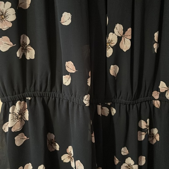 Sundress NWT dark navy chiffon with pink flowers size misses 12 - Picture 5 of 7